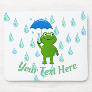 Cute Kawaii Frog and Rain Mouse Pad