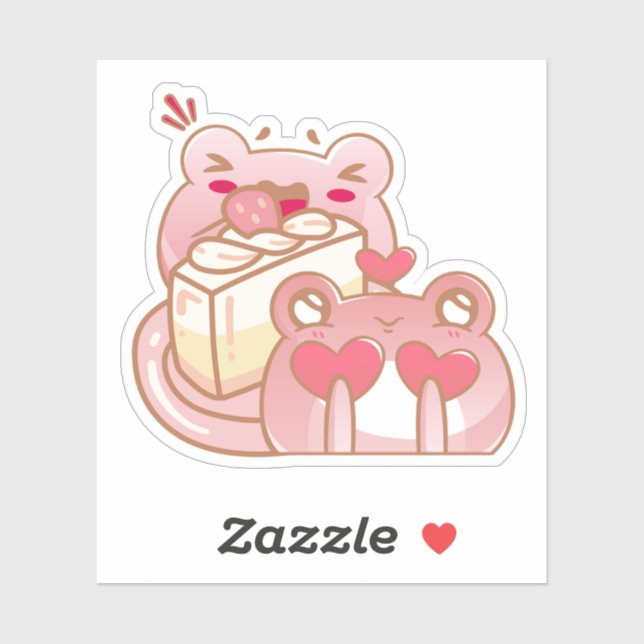 Cute Kawaii Frog Eating Cake Personalized (Sheet)