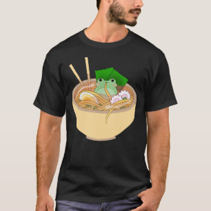 Cute Kawaii Frog Eating In Ramen Bowl T-Shirt