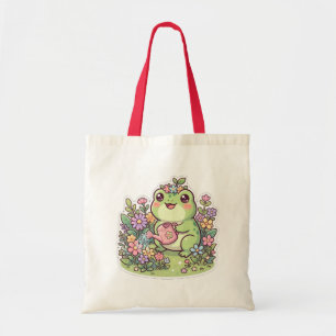 Cute Kawaii Frog Gardening Flower Crown Tote Bag