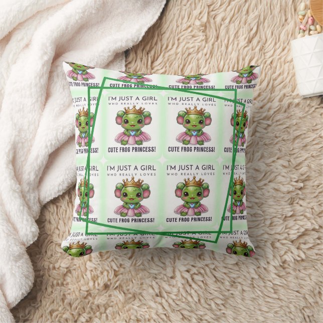Cute Kawaii frog Princess Print Cushion (Blanket)