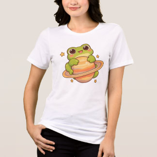 Cute Kawaii Frog Saturn Space illustration Tri-Blend Shirt
