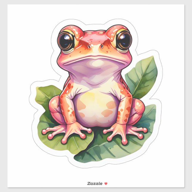 Cute Kawaii Frog Standing On Leaves (Sheet)