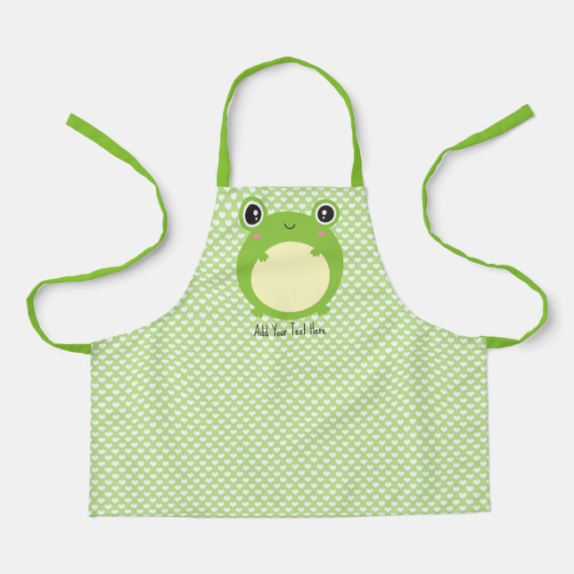 Cute Kawaii Frog with Personalised Text and Photo Apron (Front)