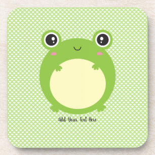 Cute Kawaii Frog with Personalised Text Coaster