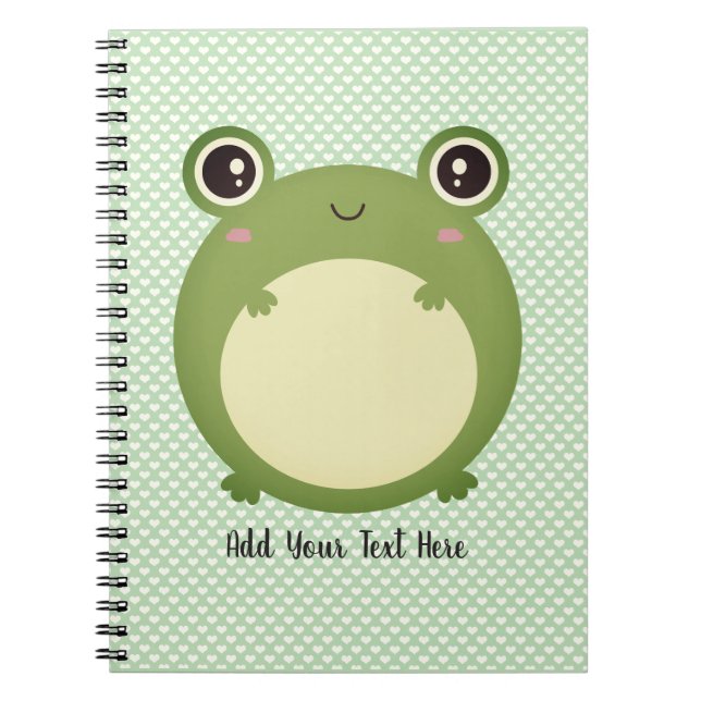 Cute Kawaii Frog with Personalised Text  Notebook (Front)
