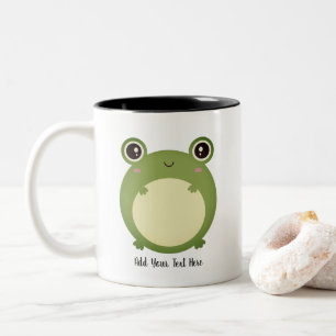Cute Kawaii Frog with Personalised Text  Two-Tone Coffee Mug