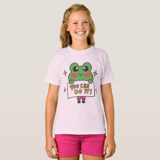 Cute Kawaii Frog You Can Do It – Motivational Enc T-Shirt