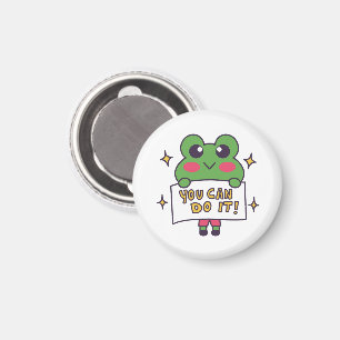 Cute Kawaii Frog “You Can Do It!” Motivational Mag Magnet