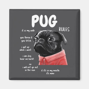 Cute Kawaii Funny Black Pug Dog Rules Men Women Ki Magnet