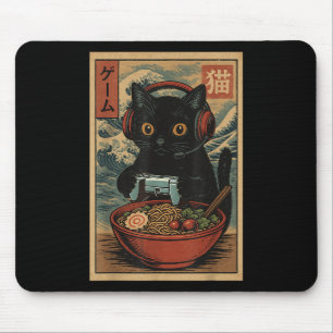 Cute Kawaii Gamer Cat Funny Ramen Retro Japanese C Mouse Pad