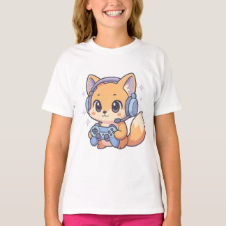 Cute Kawaii Gamer Fox T-Shirt for Girls