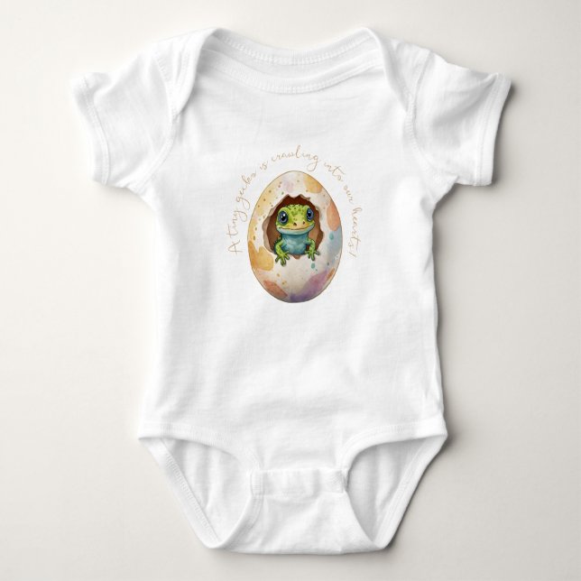 Cute Kawaii Gecko Lizard Egg Baby Shower Baby Bodysuit (Front)