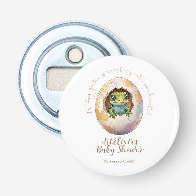 Cute Kawaii Gecko Lizard Egg Baby Shower Bottle Opener (Front)