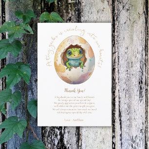 Cute Kawaii Gecko Lizard Egg Baby Shower Thank You Card