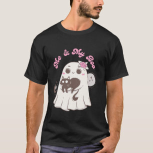 Cute Kawaii Ghost Cat Halloween Women s Graphic T  T-Shirt
