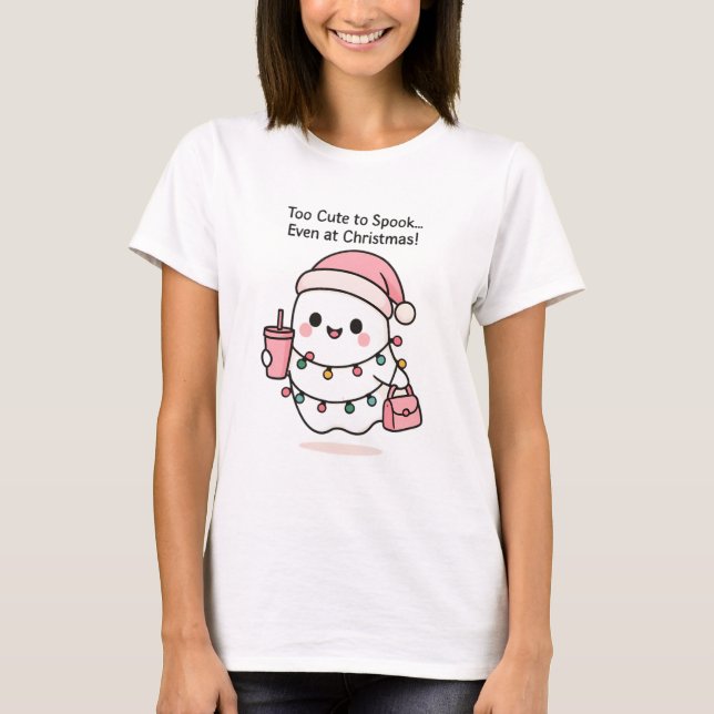 Cute Kawaii Ghost Christmas T-Shirt (Front)