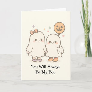 Cute Kawaii Ghost Couple Halloween Card