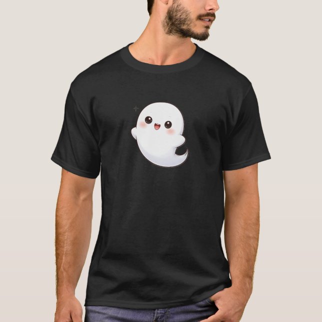 Cute Kawaii Ghost Floating – Adorable Cartoon  T-Shirt (Front)