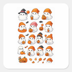 Cute Kawaii Ghost Halloween Sticker Sheet  