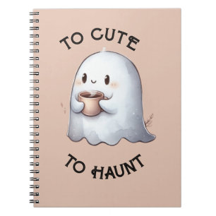 Cute Kawaii Ghost Holding Coffee Watercolor  Notebook
