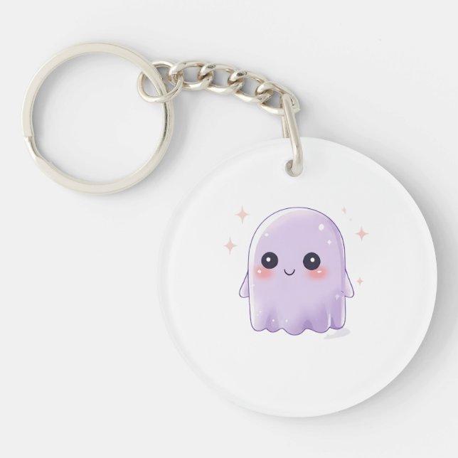 Cute Kawaii Ghost Keychain | Cozy Halloween  (Front)