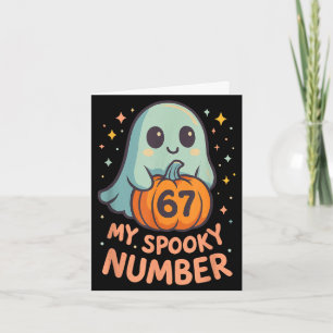 Cute kawaii ghost pumpkin 67 meme funny math card