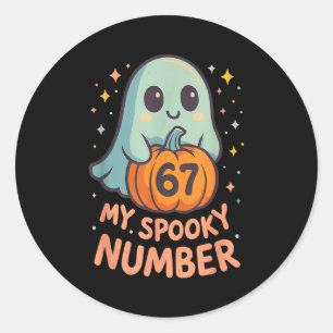 Cute kawaii ghost pumpkin 67 meme funny math classic round sticker