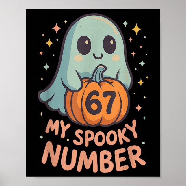 Cute Kawaii Ghost Pumpkin 67 Meme Funny Math Hallo Poster (Front)