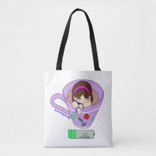 Cute Kawaii Girl Charging in a Mug Tote Bag