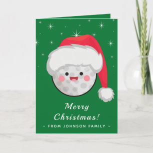 Cute Kawaii Golf Ball Golfing Xmas Theme Green Fun Card