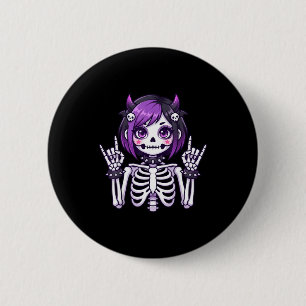 Cute Kawaii Goth Girl Skeleton Punk-goth Alternati 6 Cm Round Badge