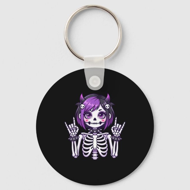 Cute Kawaii Goth Girl Skeleton Punk-goth Alternati Key Ring (Front)