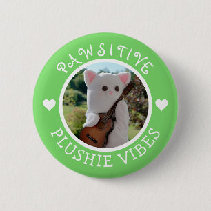 Cute Kawaii Green Pawsitive Plushie Vibes Photo 6 Cm Round Badge