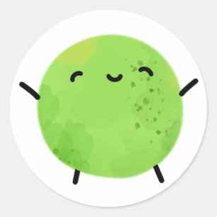 Cute Kawaii Green Pea Classic Round Sticker