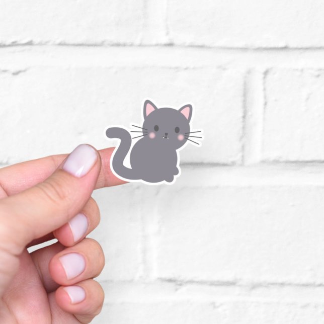 Cute Kawaii Grey Cat Sticker (Creator Uploaded)