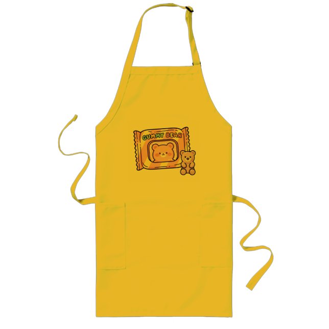 Cute Kawaii Gummy Bear Candy Long Apron (Front)