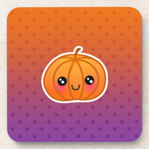 Cute Kawaii Halloween Cartoon Pumpkin Design Coaster