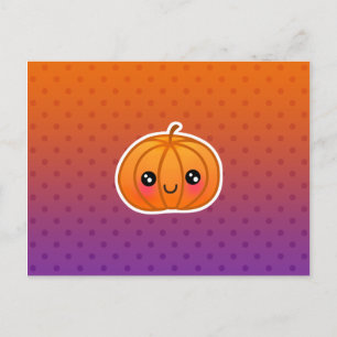 Cute Kawaii Halloween Cartoon Pumpkin Design Postcard
