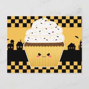 Cute Kawaii Halloween cupcake Postcard
