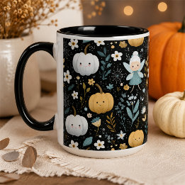Cute Kawaii Halloween Fairy and Pastel Pumpkins Mug