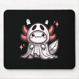 Cute Kawaii Halloween Ghost Axolotl  Mouse Pad