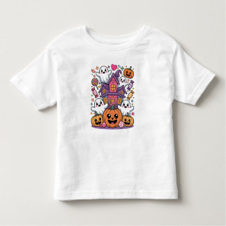 Cute Kawaii Halloween |  Happy Ghosts & Pumpkins Toddler T-Shirt
