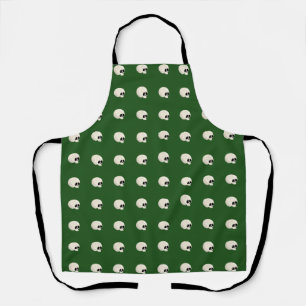 Cute Kawaii Halloween Skull Polka Dots dark green Apron