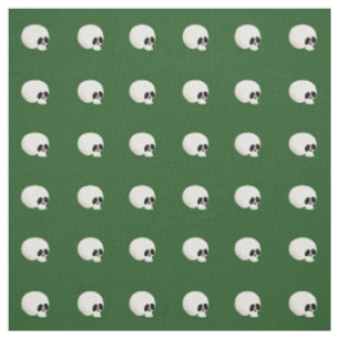 Cute Kawaii Halloween Skull Polka Dots Green Fabric