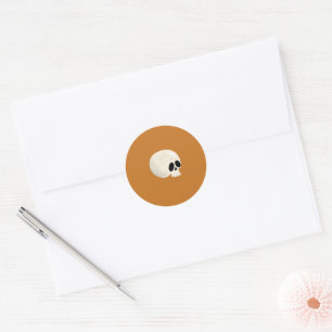 Cute Kawaii Halloween Skull Polka Dots orange Classic Round Sticker