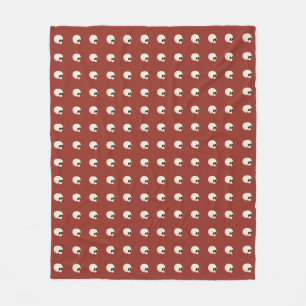 Cute Kawaii Halloween Skull Polka Dots red Fleece Blanket
