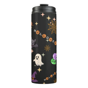 Cute Kawaii Halloween Spooky Pattern Stainless Thermal Tumbler