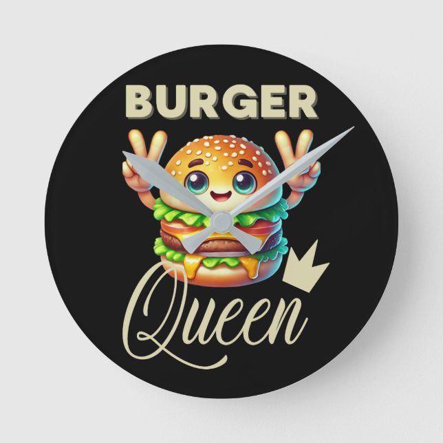 Cute Kawaii Hamburger  Round Clock (Front)