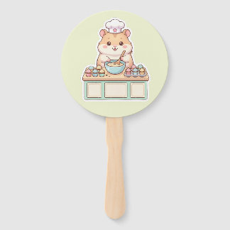 Cute Kawaii Hamster Chef Baking Cupcakes Pastel Hand Fan